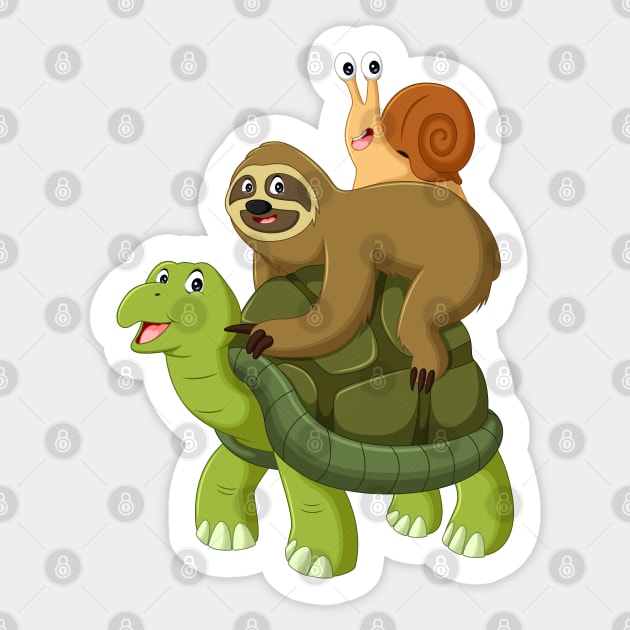 Turtle Sloth Snail Sticker by Mako Design 